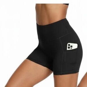 Showity High Waisted Black Tummy Control Biker Shorts Plus Size XL Stretch New